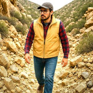 RALPH Ralph Lauren Men's Vest Small Tan Fleece Lined Vented